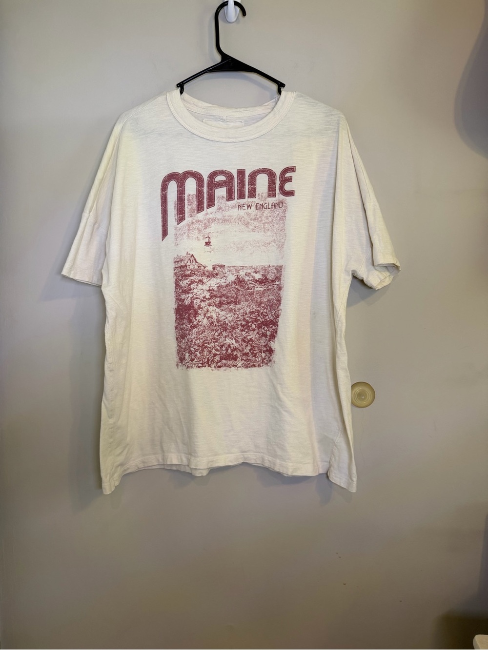 aerie White Short-Sleeve Tee with Maroon Maine Graphic